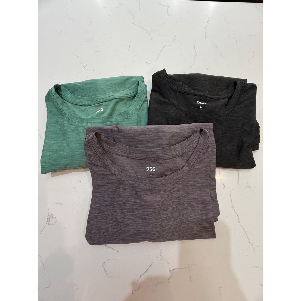 Lot of 3 DSG Womens Long Sleeve Performance Tops Large Black Grey Green RN104141